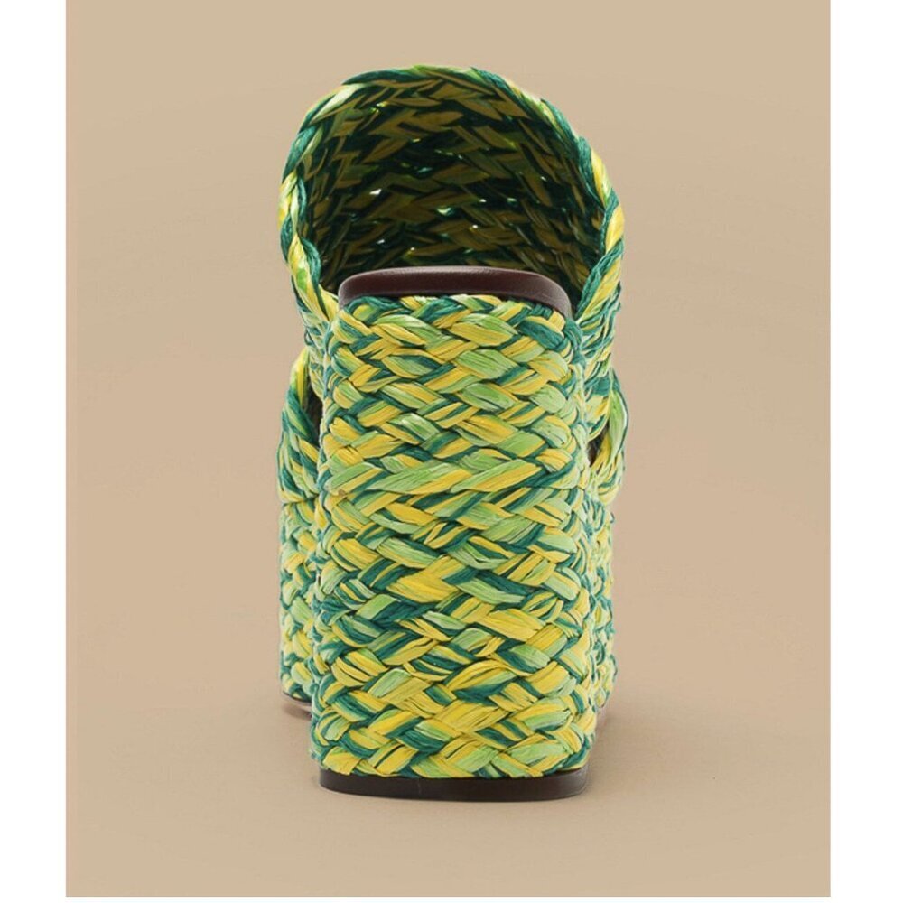 Farm Rio Braided Raffia Platform Slide Sandals 41/10 - Picture 2 of 3